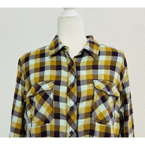Duluth Trading Co Women Size L Button Up Plaid Flannel Shirt Western Country - Picture 2 of 11